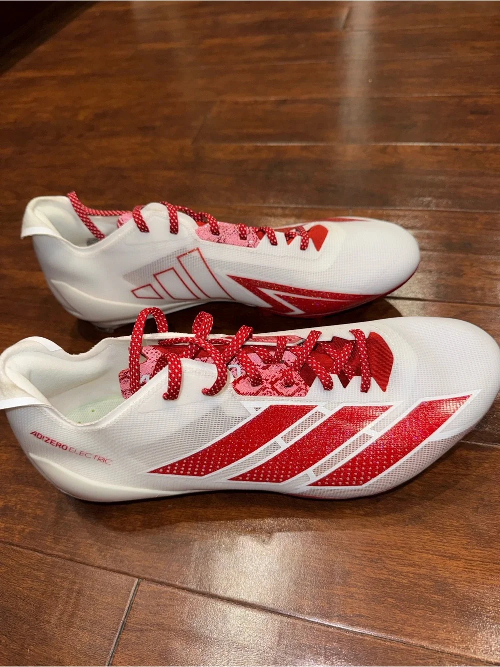 adidas White & Red Track Spikes
